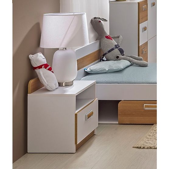 Noćni ormarić L12 - bijelo / hrast nash