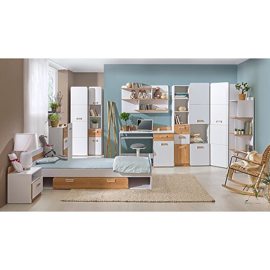 Noćni ormarić L12 - bijelo / hrast nash