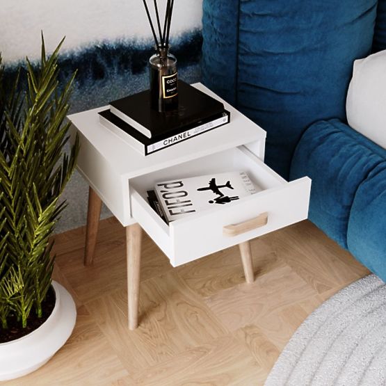 Noćni ormarić Luna bijeli, noćni ormarić