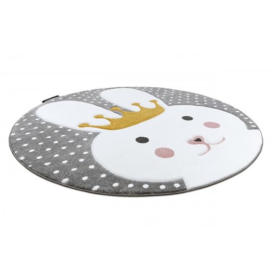 Okrugli tepih PETIT - Zec - sivo-bijeli