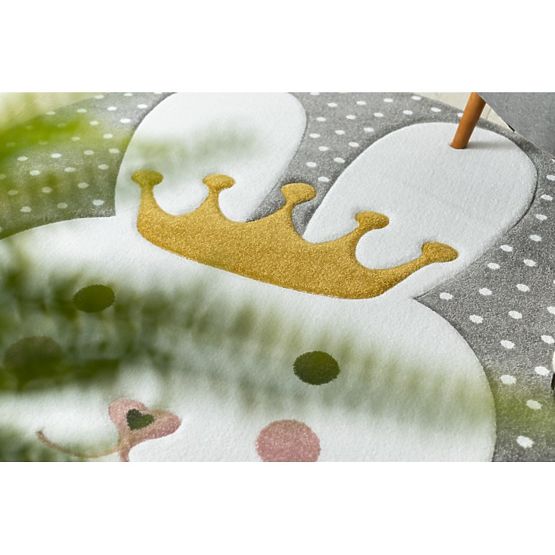 Okrugli tepih PETIT - Zec - sivo-bijeli