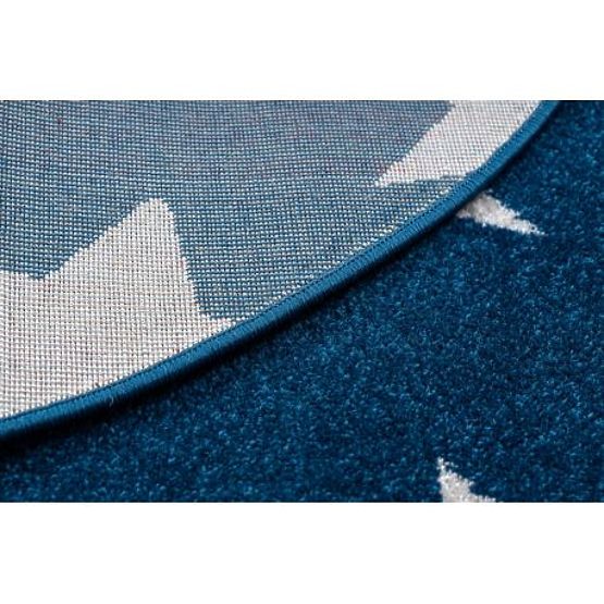 Okrugli tepih SKETCH - FA68 Marokanski djetelina, Mreža, plavo bijela - Zvijezde