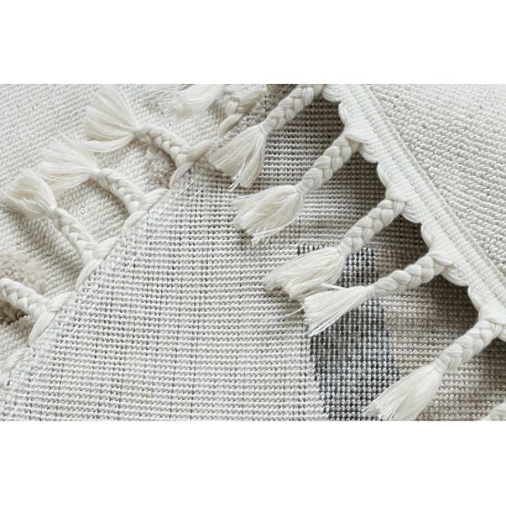 Okrugli tepih YOYO EY78 bijeli / bež - Oblak, Duga, točke za djecu, strukturni, senzorički resice