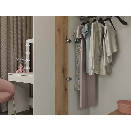 ORMAR AVA 150 CM OGLEDALO 2 LADICE UREZANI PREDNJI DIO HRAST EVOKE KAŠMIR BEŽ