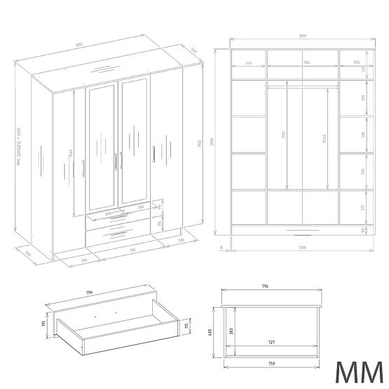 Ormar Romana 160X205 KAŠMIR BEŽ