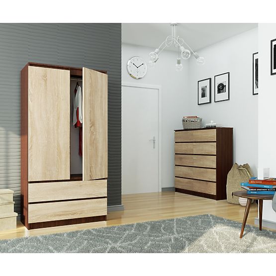 ORMAR S 90 cm 2 VRATA 2 LADICE PK WENGE / SONOMA
