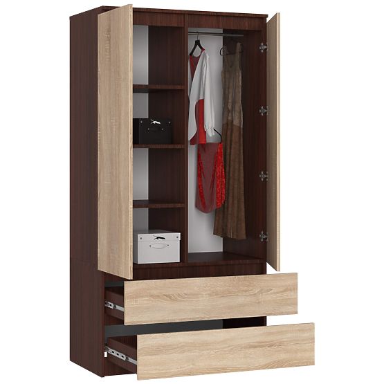 ORMAR S 90 cm 2 VRATA 2 LADICE PK WENGE / SONOMA