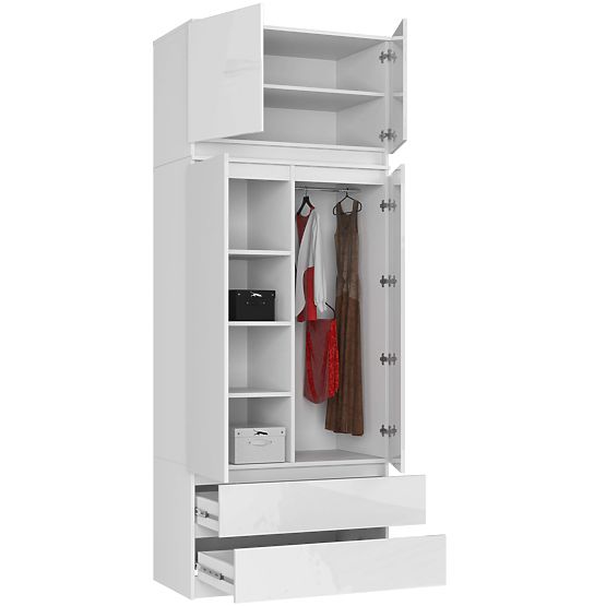 ORMAR S NADGRADNJOM S90 2D 2SZ CLP PK BIJELI SJAJ