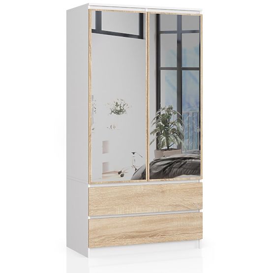 ORMAR S90 2D 2SZ 2 OGLEDALA CLP PK BIJELA / SONOMA