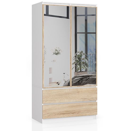 ORMAR S90 2D 2SZ 2 OGLEDALA CLP PK BIJELA / SONOMA