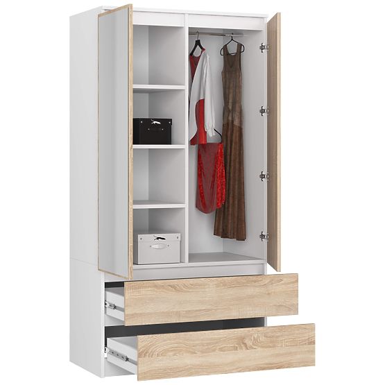 ORMAR S90 2D 2SZ 2 OGLEDALA CLP PK BIJELA / SONOMA