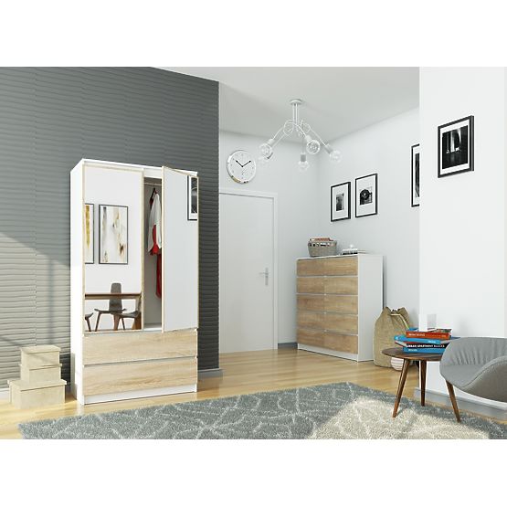 ORMAR S90 2D 2SZ 2 OGLEDALA CLP PK BIJELA / SONOMA