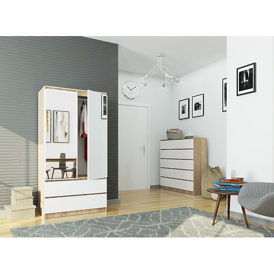 ORMAR S90 2D 2SZ 2 OGLEDALA CLP PK SONOMA / BIJELA