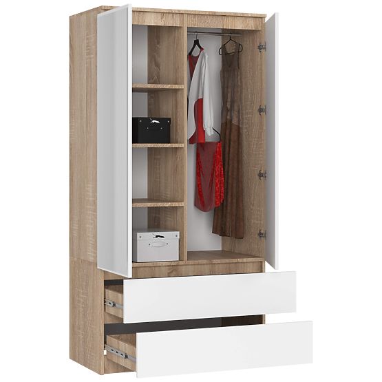 ORMAR S90 2D 2SZ 2 OGLEDALA CLP PK SONOMA / BIJELA
