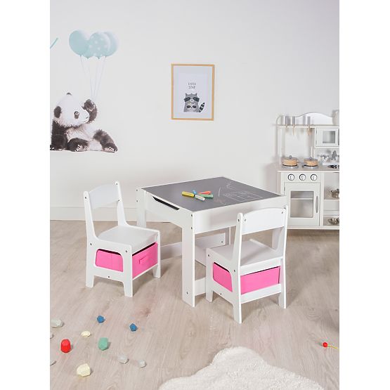 Ourbaby dječji stol sa stolicama s ružičastim kutijama