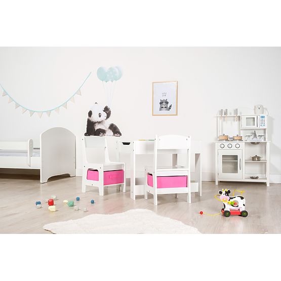 Ourbaby dječji stol sa stolicama s ružičastim kutijama