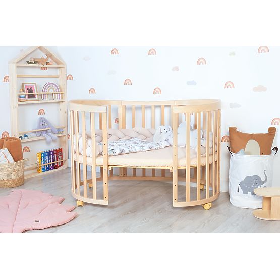 Ovalan podesiv krevetić Ruby 7 u 1 - prirodan