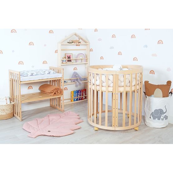 Ovalan podesiv krevetić Ruby 7 u 1 - prirodan