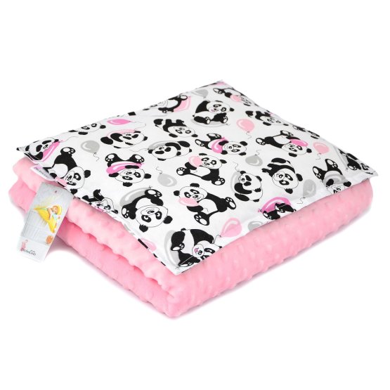 Dětská deka a polštář M Panda - růžová