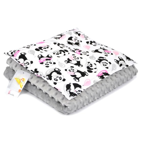 Dětská deka a polštář M Panda - šedá