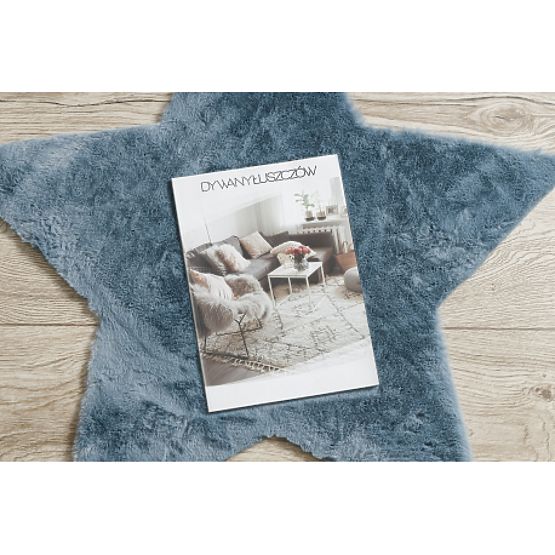 Perivi tepih SHAPE 3148 Zvijezda Shaggy - plavi plišani, protuklizni
