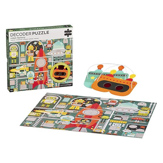 Petit Collage Puzzle roboti 100 kom sa 3D naočalama