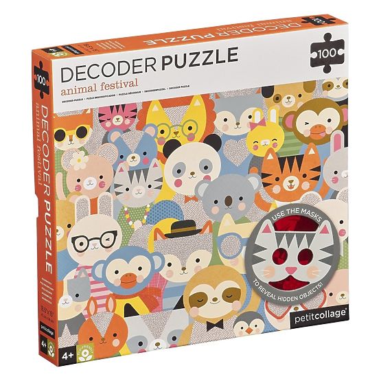 Petit Collage Puzzle životinje 100 kom sa 3D naočalama