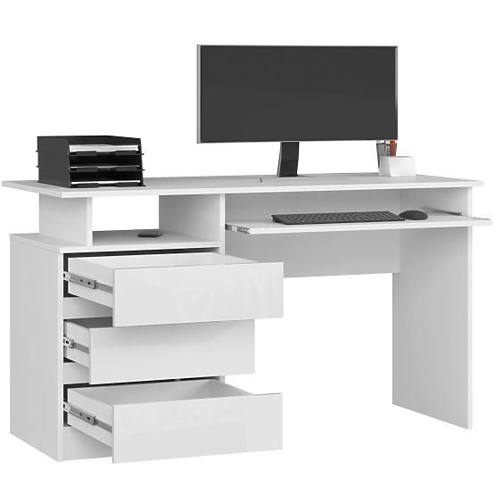 PISAĆI STOL CLP 135cm PK BIJELI / BIJELI SJAJ