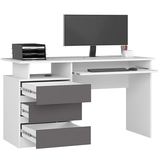 PISAĆI STOL CLP 135cm PK BIJELI / SIVI