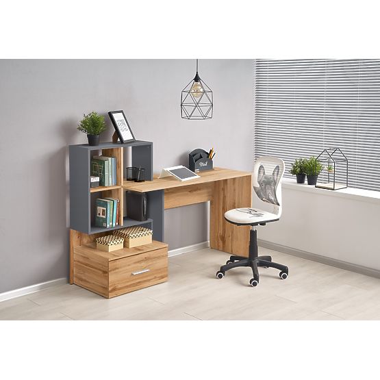 Pisaći stol GROSSO - hrast wotan / antracit