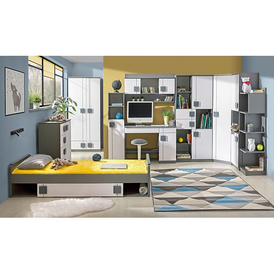 Pisaći stol Gumi - bijeli / antracit