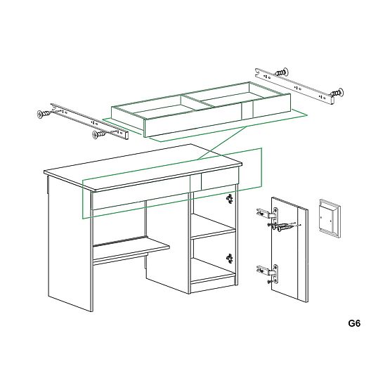 Pisaći stol Gumi - bijeli / antracit