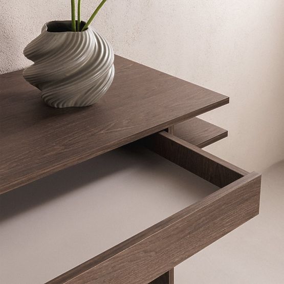 Pisaći stol/konzola s ladicom Kanso, Hrast Baltic Storm