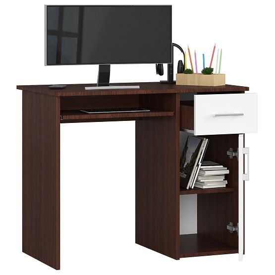 PISAĆI STOL PIN WENGE / BIJELA