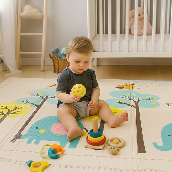 Pjenasta podloga za djecu 200x150 cm edukativna obostrana sklopiva mjerač rasta abeceda ECOTOYS
