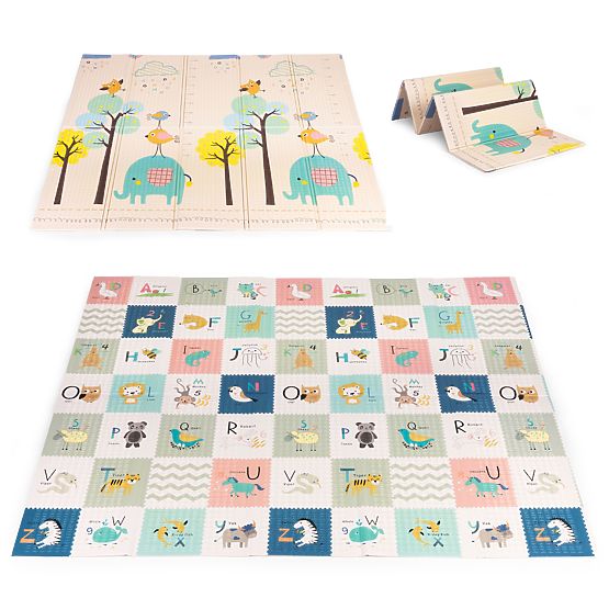Pjenasta podloga za djecu 200x180 cm edukativna obostrana sklopiva mjerač rasta abeceda ECOTOYS
