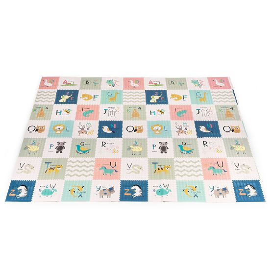 Pjenasta podloga za djecu 200x180 cm edukativna obostrana sklopiva mjerač rasta abeceda ECOTOYS