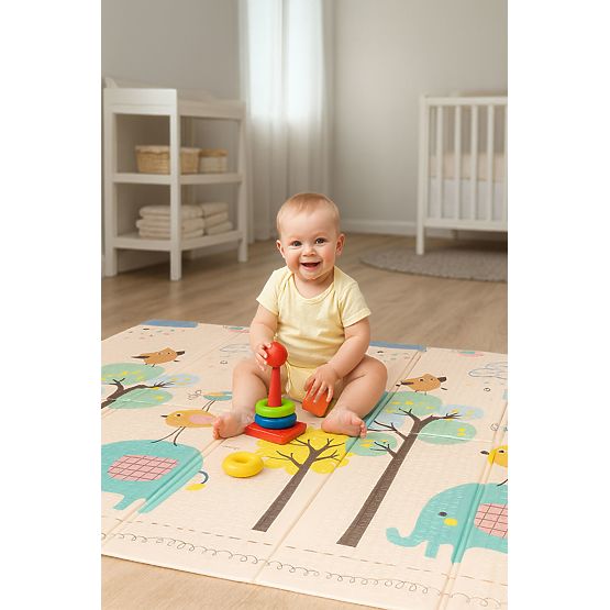 Pjenasta podloga za djecu 200x180 cm edukativna obostrana sklopiva mjerač rasta abeceda ECOTOYS