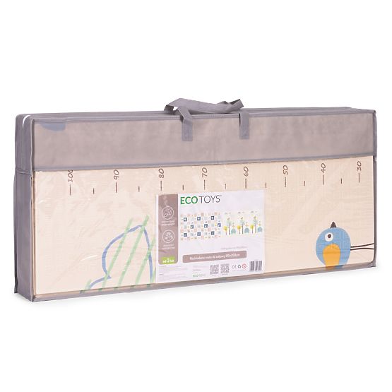 Pjenasta podloga za djecu 200x180 cm edukativna obostrana sklopiva mjerač rasta abeceda ECOTOYS