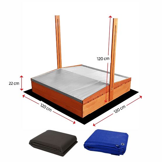 Zatvoreno pješčano igralište s klupama i krovom 120 x 120 - sivo