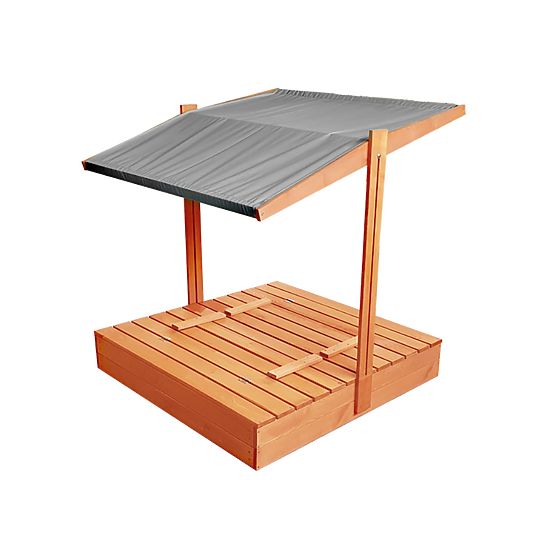 Zatvoreno pješčano igralište s klupama i krovom 120 x 120 - sivo