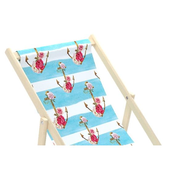Stolica za plažu Sidra s cvijećem - plavo-bijela