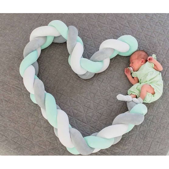 Pletena zaštitna ograda 240 cm - mint sa sivom