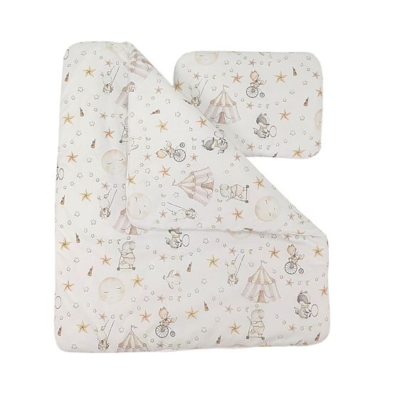 Pleteni krevetić s opremom za bebu - Cirkus