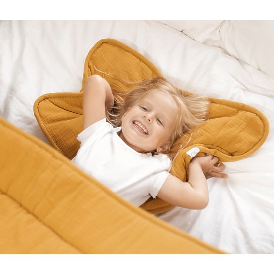 Muslinski pokrivač i jastuk sa punjenjem 100x135 + 40x60 - senf