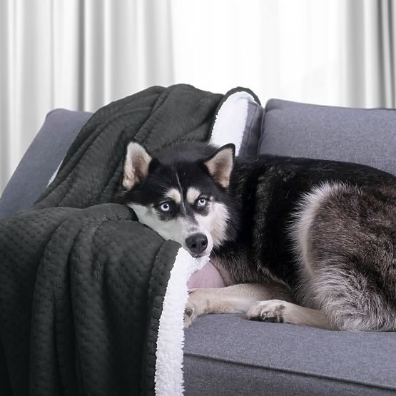 Pokrivač SHLEEPY boja grafitna žakardno utisnut klasični stil 170x210