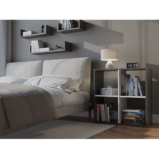 Polica Malax 2x2 ANTRACIT BIJELA