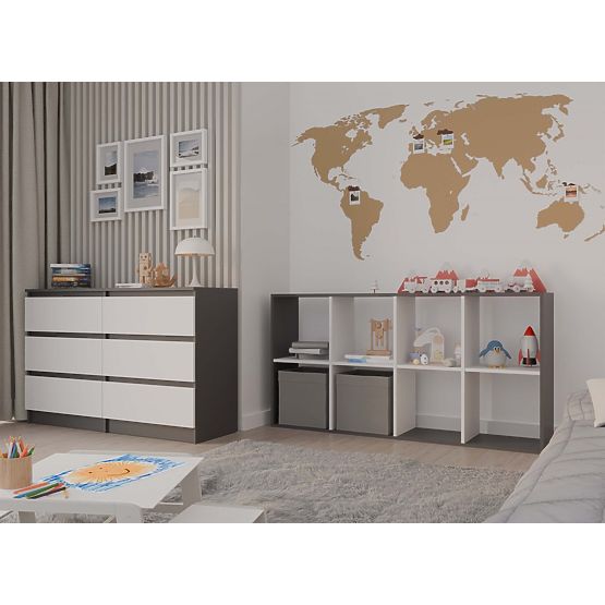 Polica Malax 2X4 ANTRACIT BIJELA