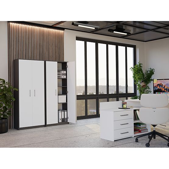 Polica Oliv 2D ANTRACIT BIJELA