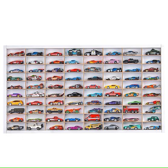 Polica za autiće Hot Wheels - bijela, 80 mjesta